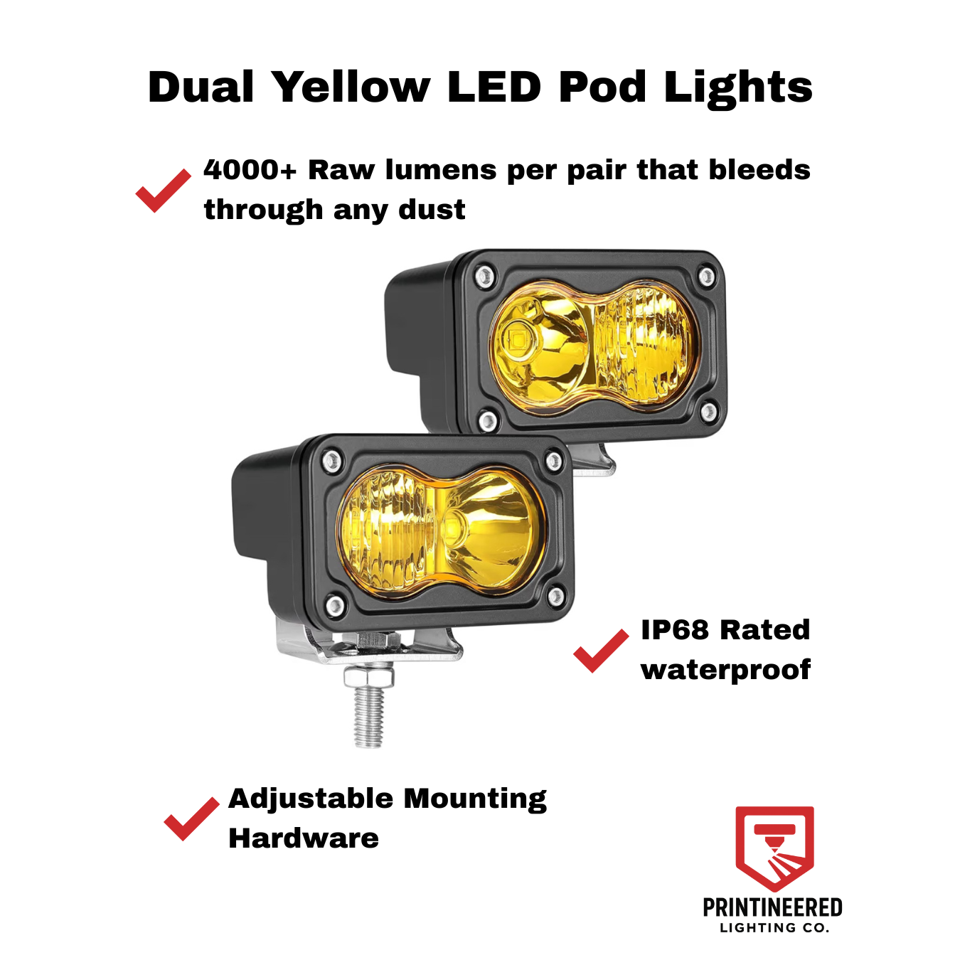 Printineered Dual Yellow LED Pod Lights